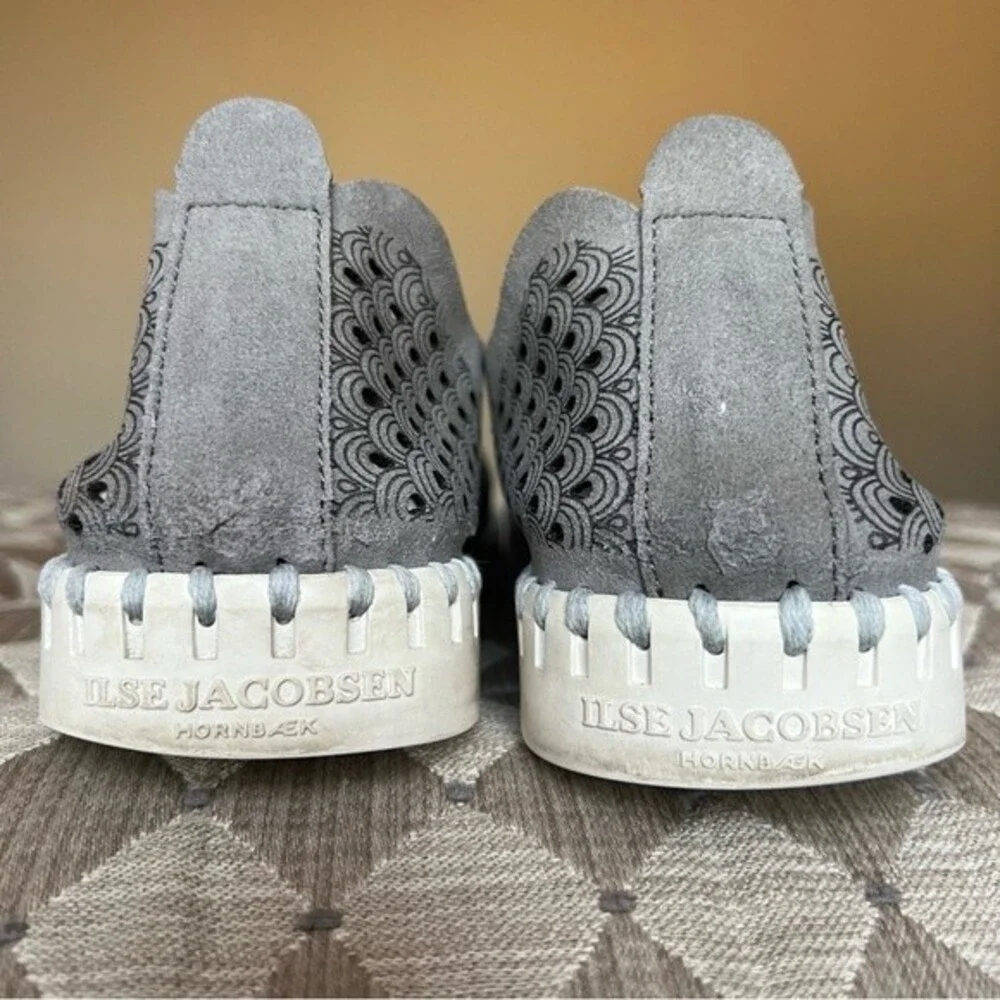 Ilse Jacobsen Gray Tulip Scalloped Slip On Shoes White Sole EU‎ 40 US 9.5 - 10